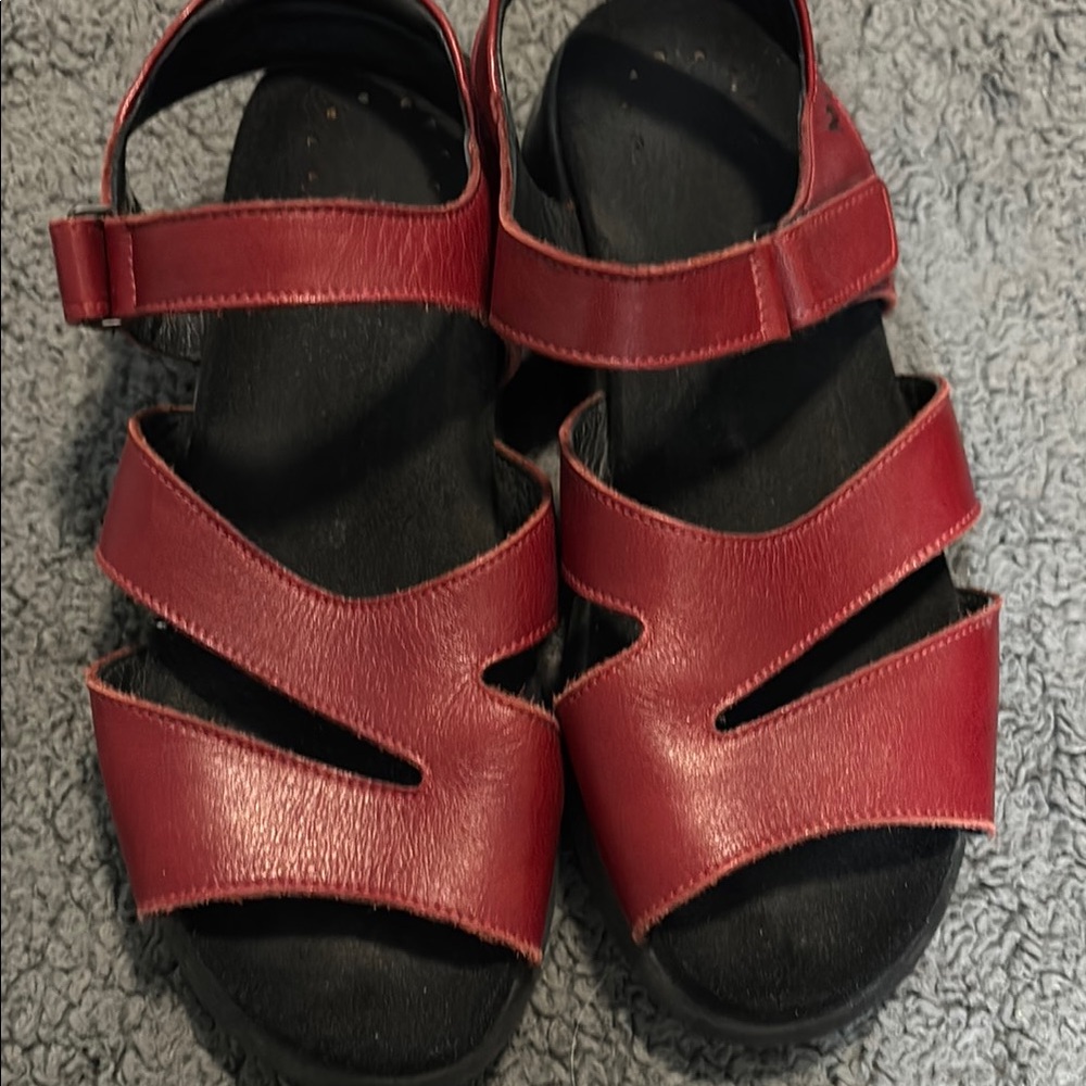 Mephisto Red Leather Sandals - Picture 2 of 4